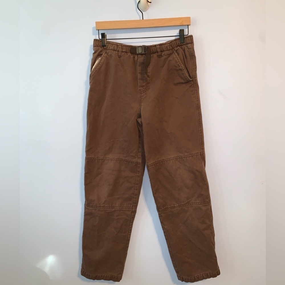 Lands end dark Brown thick lined double knee Pants built in buckle size 18